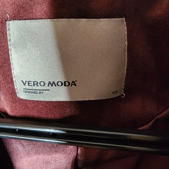 Velour Dark Red / Brown Vero Moda Jacket /Motor Jacket - Picture 2 of 7